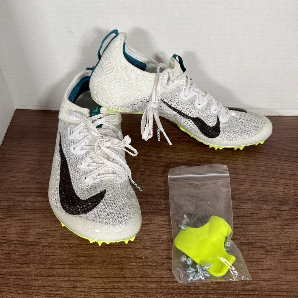 Size 8.5 Nike Zoom Superfly Elite 2 Flyknit White Green Spikes FZ9662 100 Men's